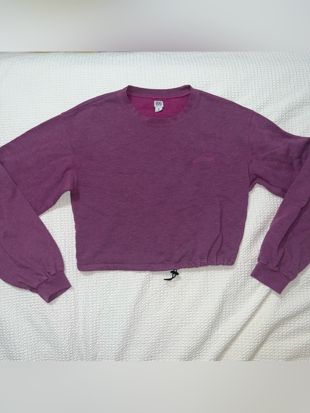 BDG Cropped Crewneck Sweatshirt - Plum Heather